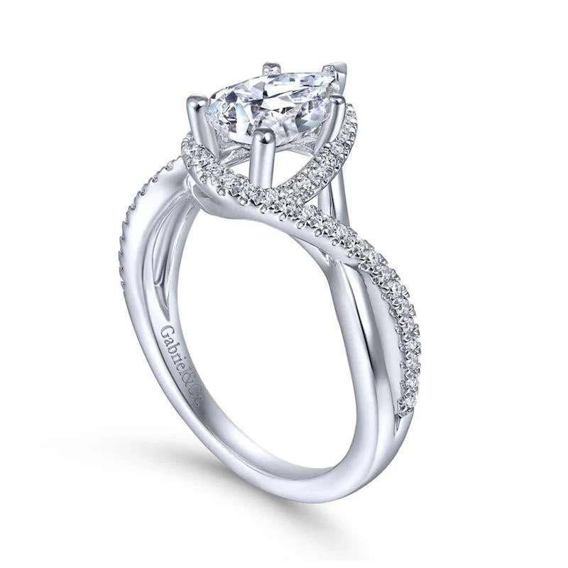 Gabriel & Co. 14k White Gold Contemporary Twisted Engagement Ring - Image 3