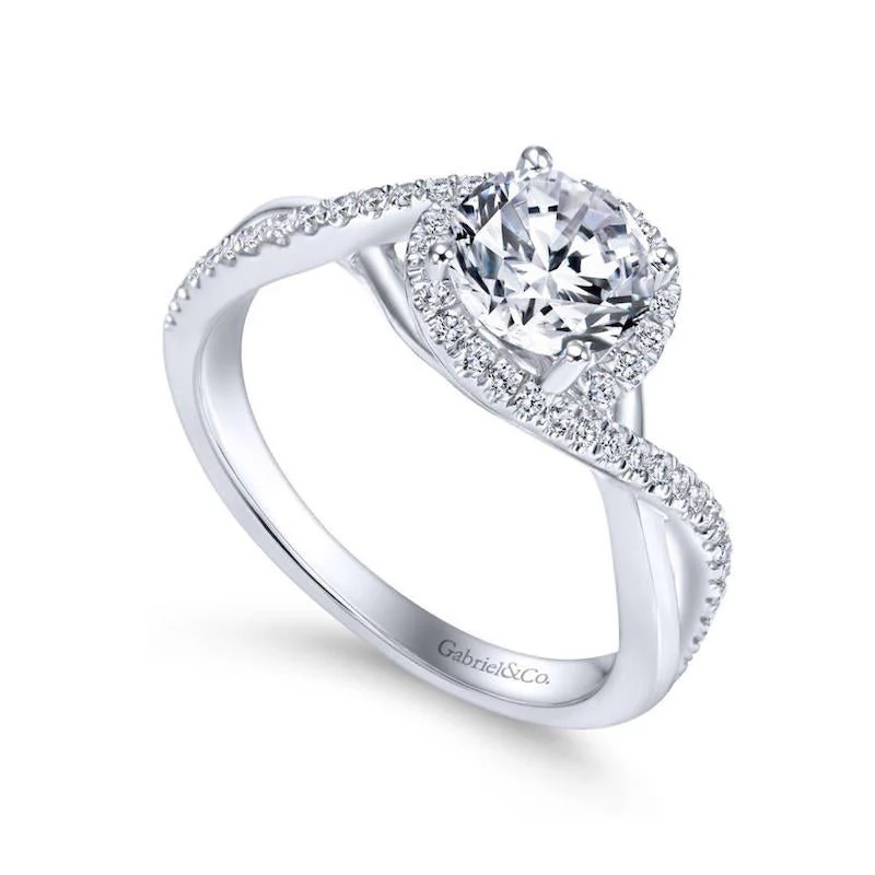 Gabriel & Co. 14k White Gold Contemporary Twisted Engagement Ring - Image 3