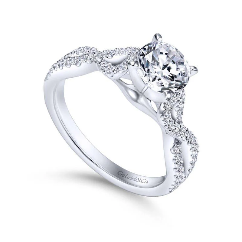 Gabriel & Co. 14k White Gold Contemporary Twisted Engagement Ring - Image 3