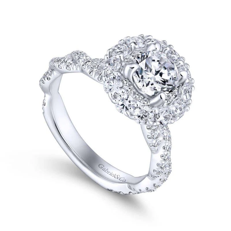 Gabriel & Co. 14k White Gold Embrace Double Halo Engagement Ring - Image 3