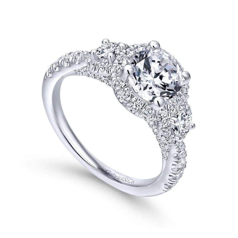 Gabriel & Co. 14k White Gold Entwined 3 Stone Engagement Ring - Image 3