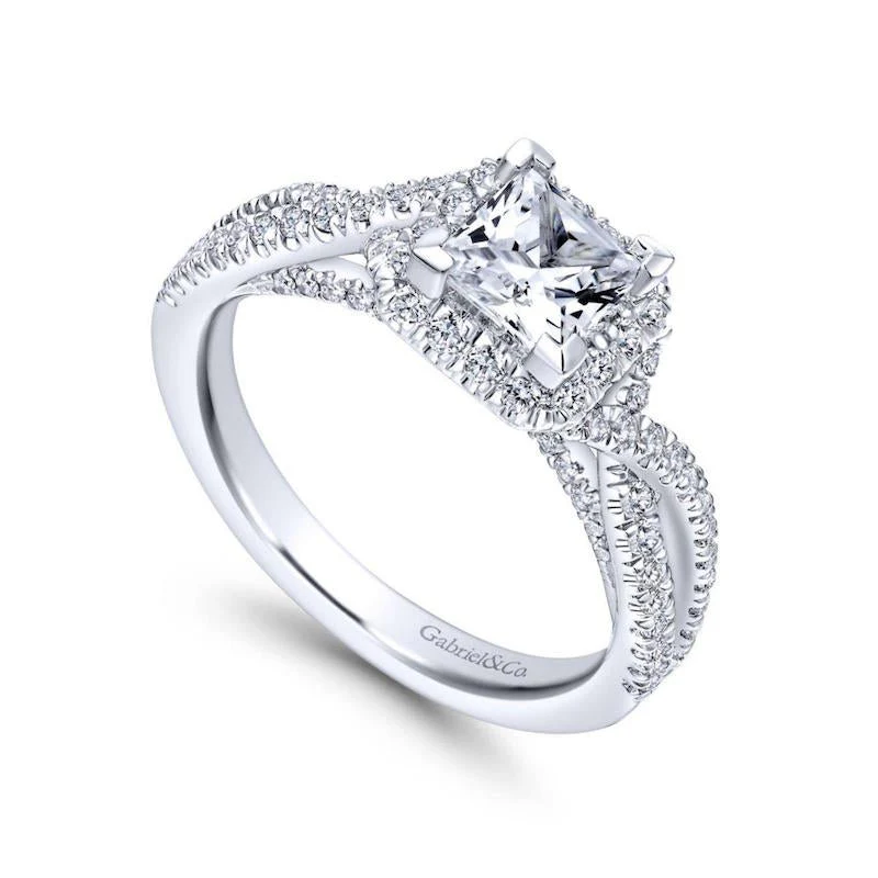 Gabriel & Co. 14k White Gold Entwined Criss Cross Engagement Ring - Image 3