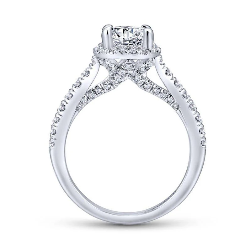 Gabriel & Co. 14k White Gold Entwined Halo Engagement Ring - Image 2