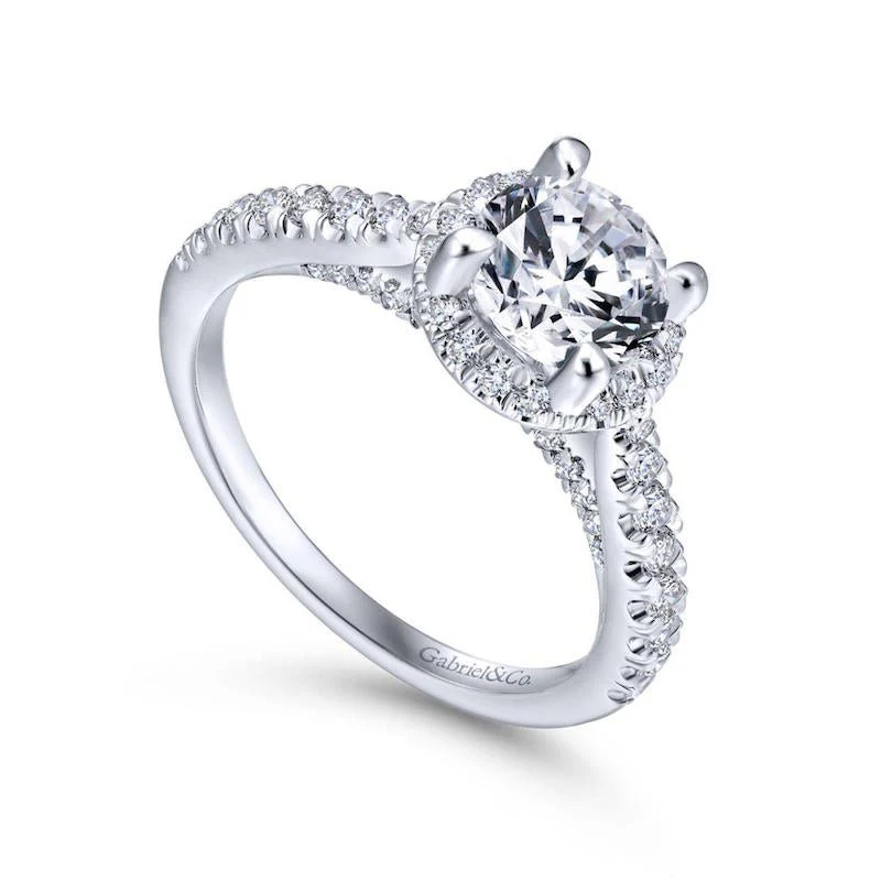 Gabriel & Co. 14k White Gold Entwined Halo Engagement Ring - Image 3