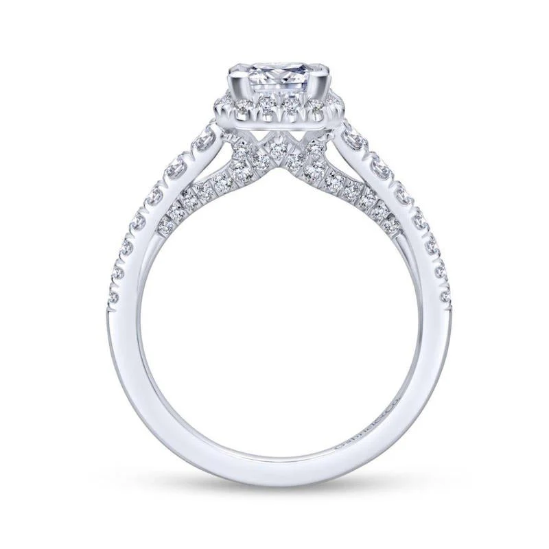 Gabriel & Co. 14k White Gold Entwined Halo Engagement Ring - Image 2