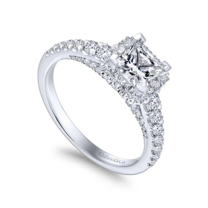 Gabriel & Co. 14k White Gold Entwined Halo Engagement Ring - Image 3