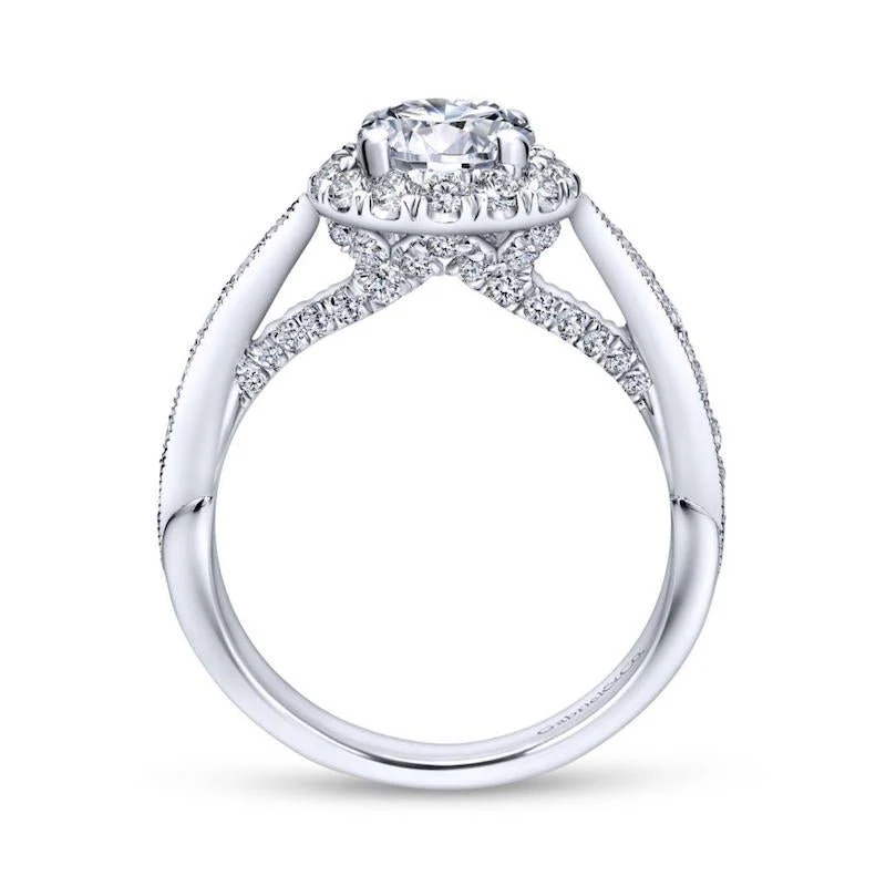 Gabriel & Co. 14k White Gold Entwined Halo Engagement Ring - Image 2