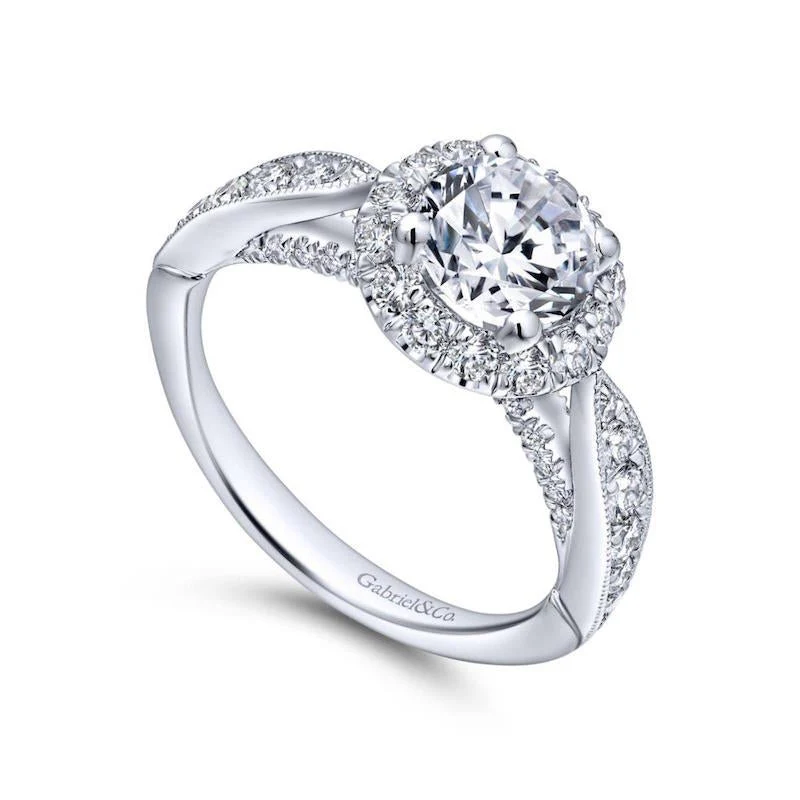 Gabriel & Co. 14k White Gold Entwined Halo Engagement Ring - Image 3