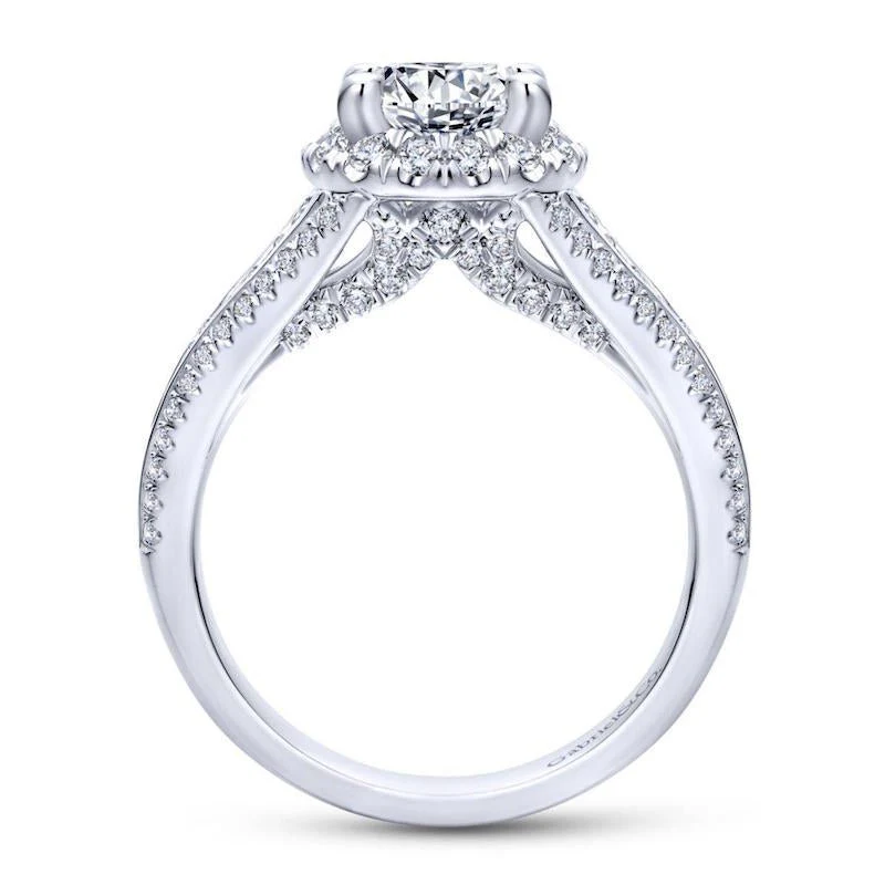 Gabriel & Co. 14k White Gold Entwined Halo Engagement Ring - Image 2