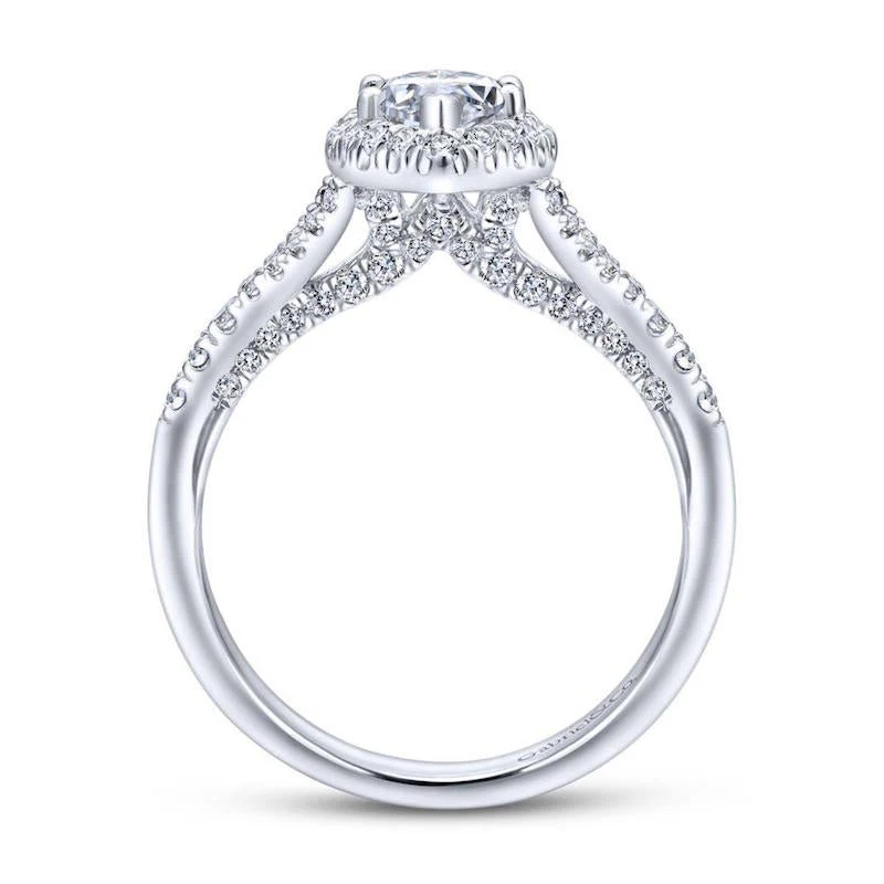 Gabriel & Co. 14k White Gold Entwined Halo Engagement Ring - Image 2