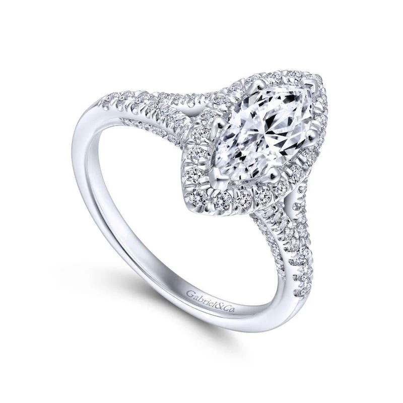 Gabriel & Co. 14k White Gold Entwined Halo Engagement Ring - Image 3
