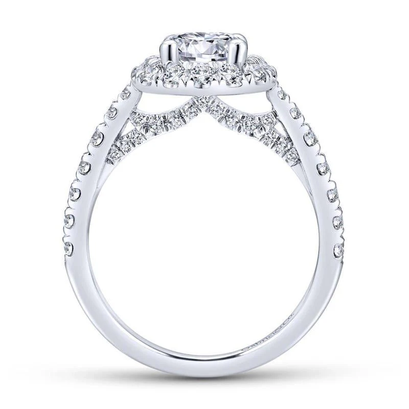 Gabriel & Co. 14k White Gold Entwined Halo Engagement Ring - Image 2
