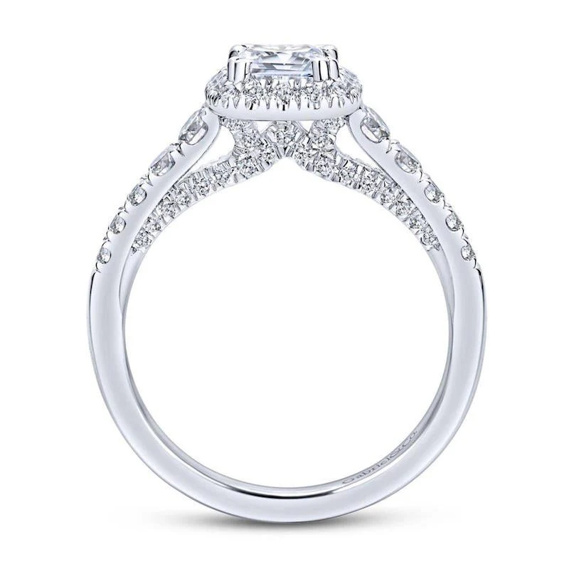 Gabriel & Co. 14k White Gold Entwined Halo Engagement Ring - Image 2