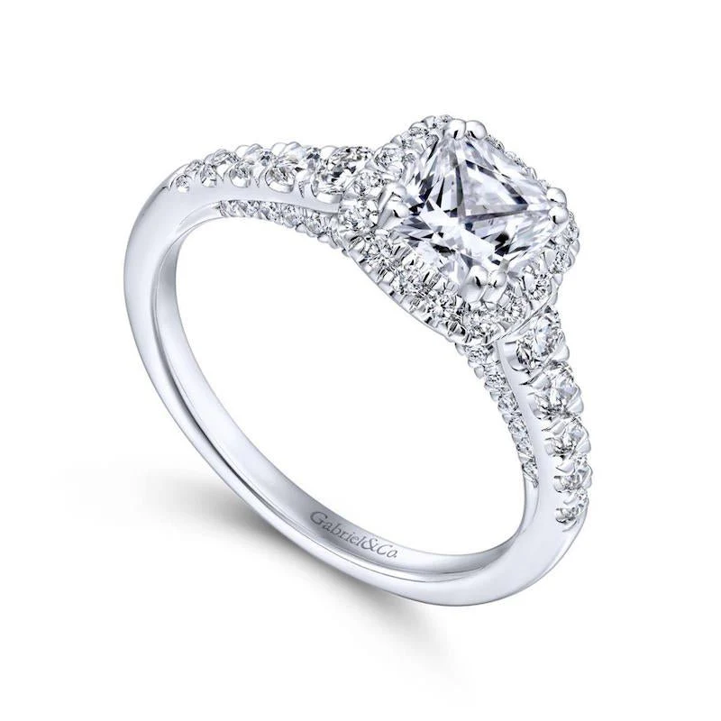 Gabriel & Co. 14k White Gold Entwined Halo Engagement Ring - Image 3