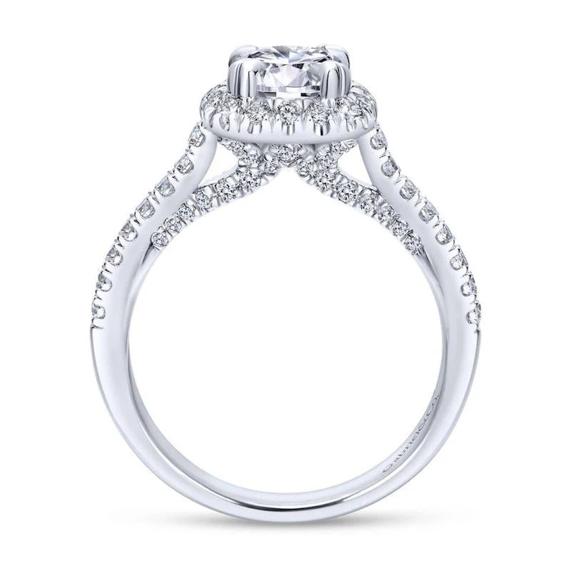 Gabriel & Co. 14k White Gold Entwined Halo Engagement Ring - Image 2