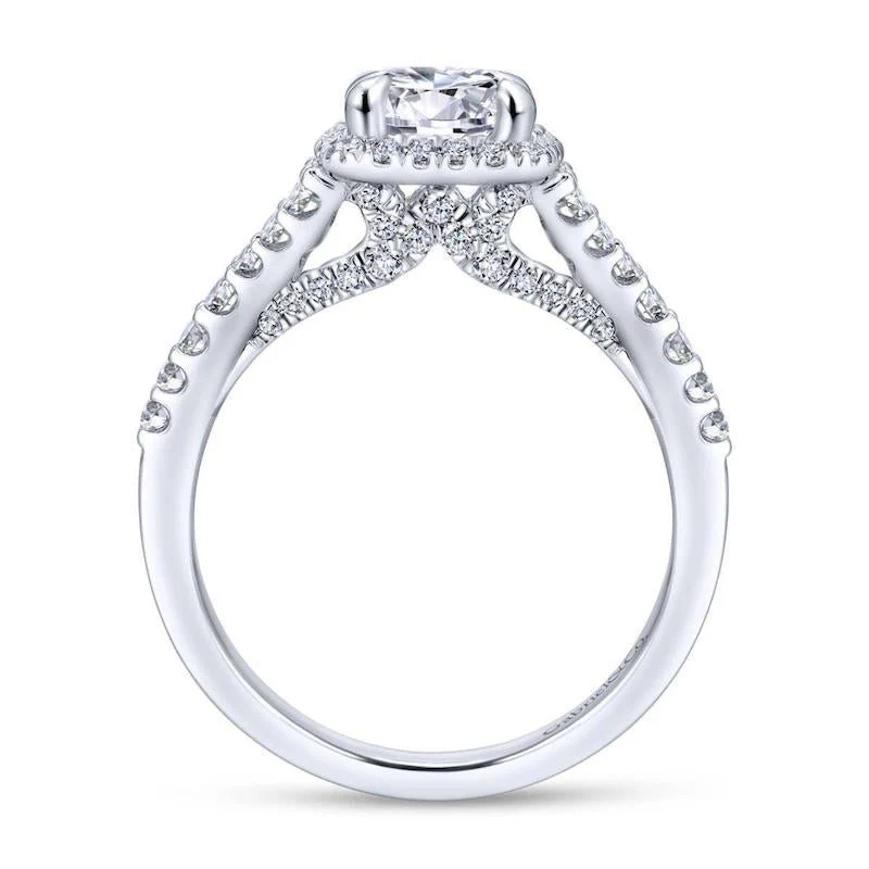 Gabriel & Co. 14k White Gold Entwined Halo Engagement Ring - Image 2