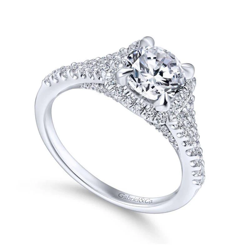 Gabriel & Co. 14k White Gold Entwined Halo Engagement Ring - Image 3