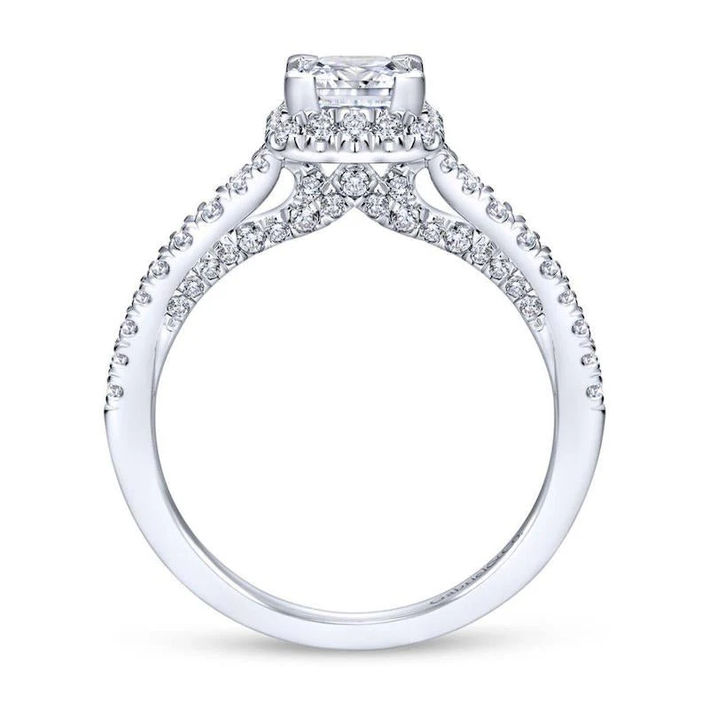 Gabriel & Co. 14k White Gold Entwined Halo Engagement Ring - Image 2