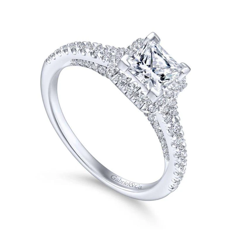 Gabriel & Co. 14k White Gold Entwined Halo Engagement Ring - Image 3