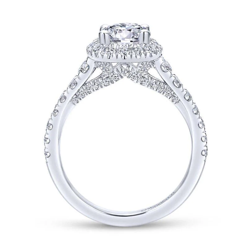 Gabriel & Co. 14k White Gold Entwined Halo Engagement Ring - Image 2