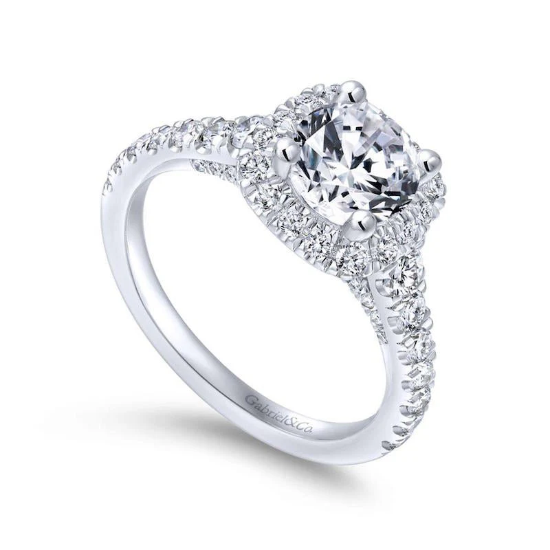 Gabriel & Co. 14k White Gold Entwined Halo Engagement Ring - Image 3