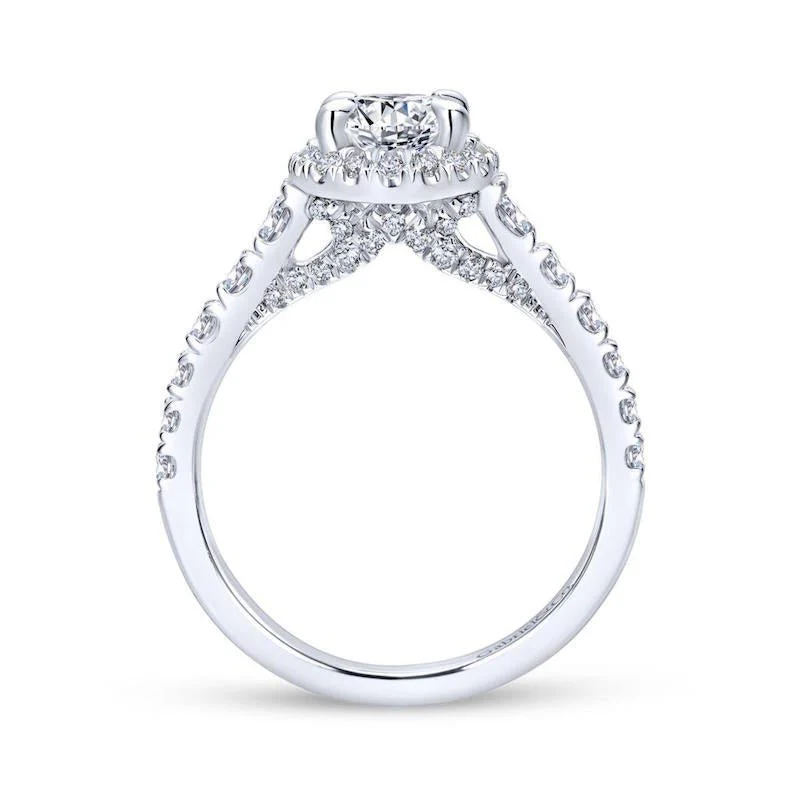 Gabriel & Co. 14k White Gold Entwined Halo Engagement Ring - Image 2