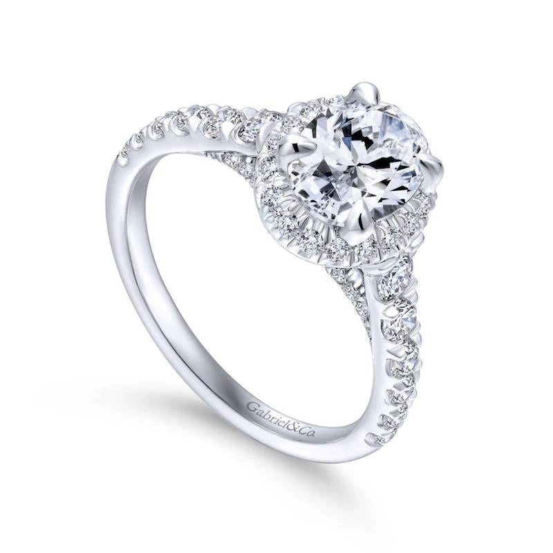 Gabriel & Co. 14k White Gold Entwined Halo Engagement Ring - Image 3