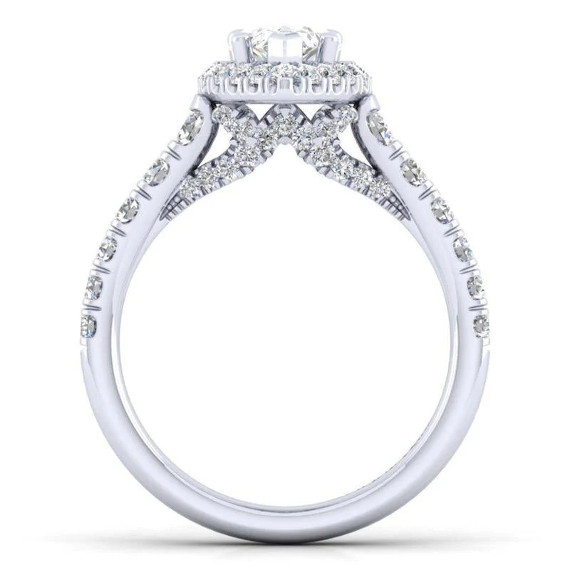 Gabriel & Co. 14k White Gold Entwined Halo Engagement Ring - Image 2