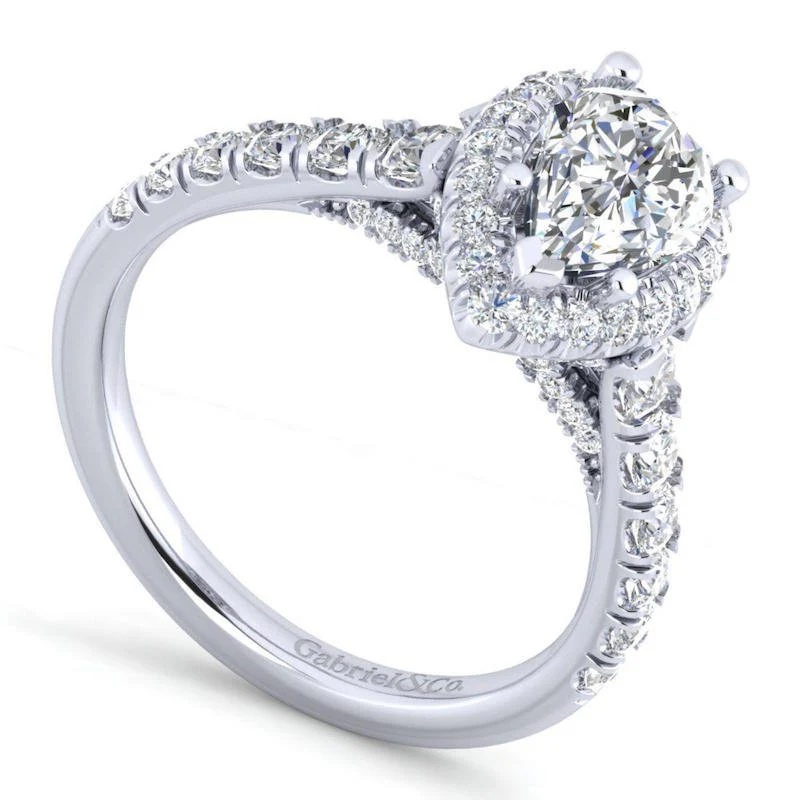 Gabriel & Co. 14k White Gold Entwined Halo Engagement Ring - Image 3