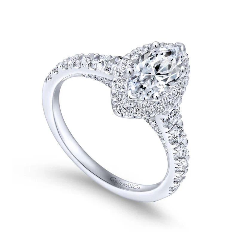 Gabriel & Co. 14k White Gold Entwined Halo Engagement Ring - Image 3
