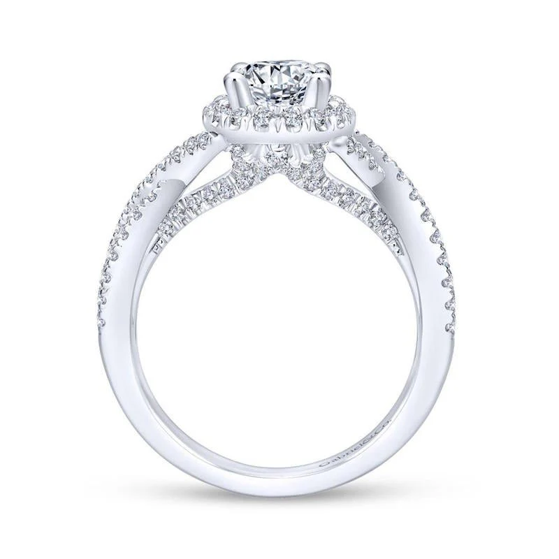 Gabriel & Co. 14k White Gold Entwined Halo Engagement Ring - Image 2