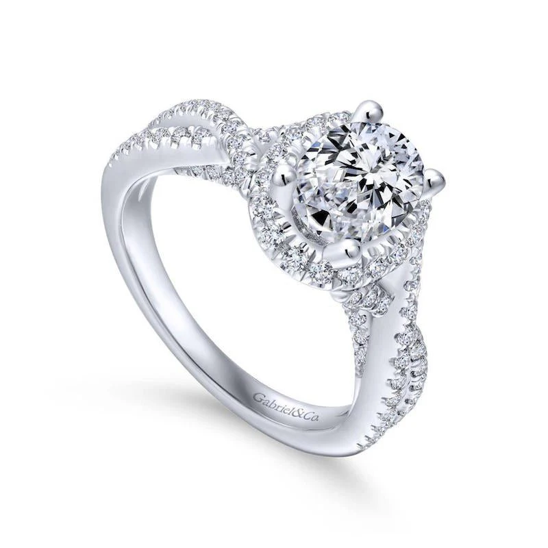Gabriel & Co. 14k White Gold Entwined Halo Engagement Ring - Image 3