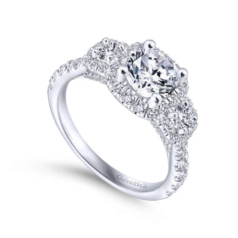 Gabriel & Co. 14k White Gold Entwined Halo Engagement Ring - Image 3