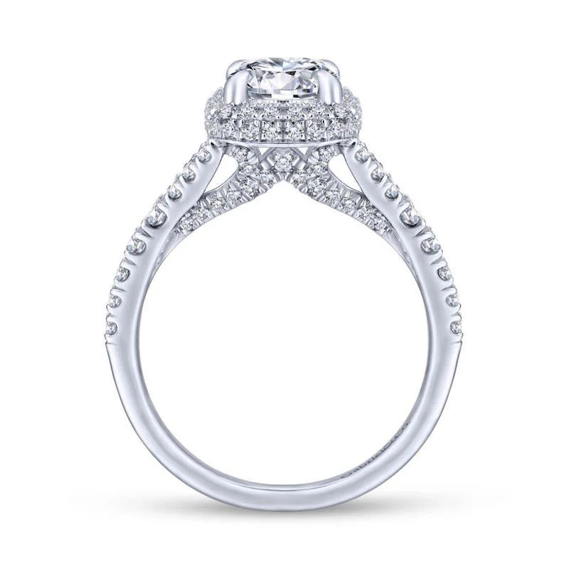 Gabriel & Co. 14k White Gold Entwined Halo Engagement Ring - Image 2
