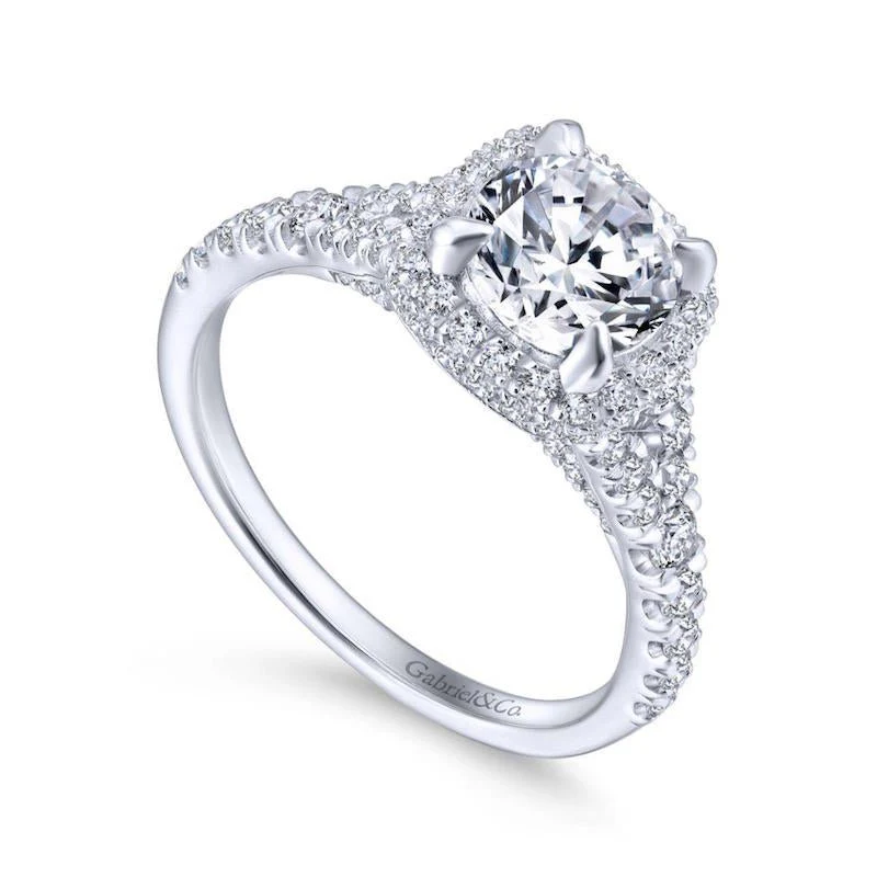 Gabriel & Co. 14k White Gold Entwined Halo Engagement Ring - Image 3