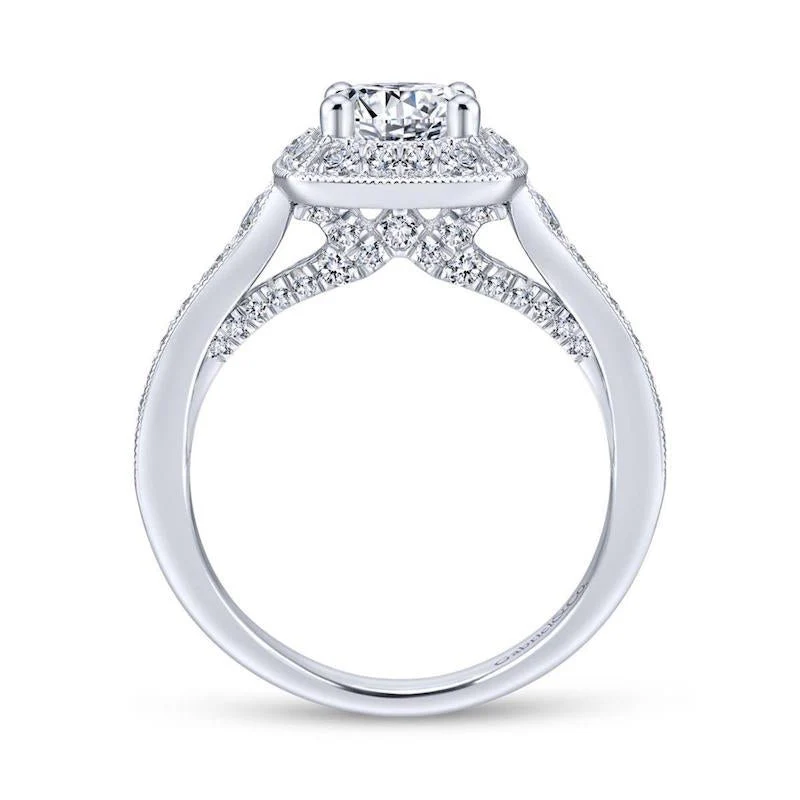 Gabriel & Co. 14k White Gold Entwined Halo Engagement Ring - Image 2