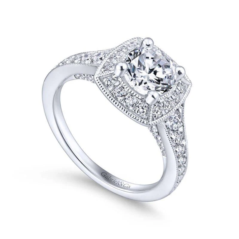 Gabriel & Co. 14k White Gold Entwined Halo Engagement Ring - Image 3