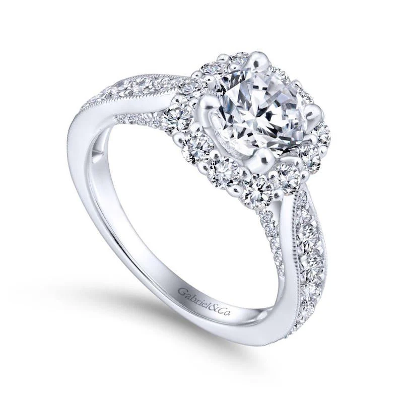 Gabriel & Co. 14k White Gold Entwined Halo Engagement Ring - Image 3