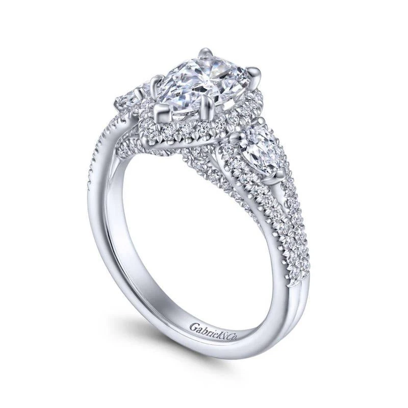Gabriel & Co. 14k White Gold Entwined Halo Engagement Ring - Image 3
