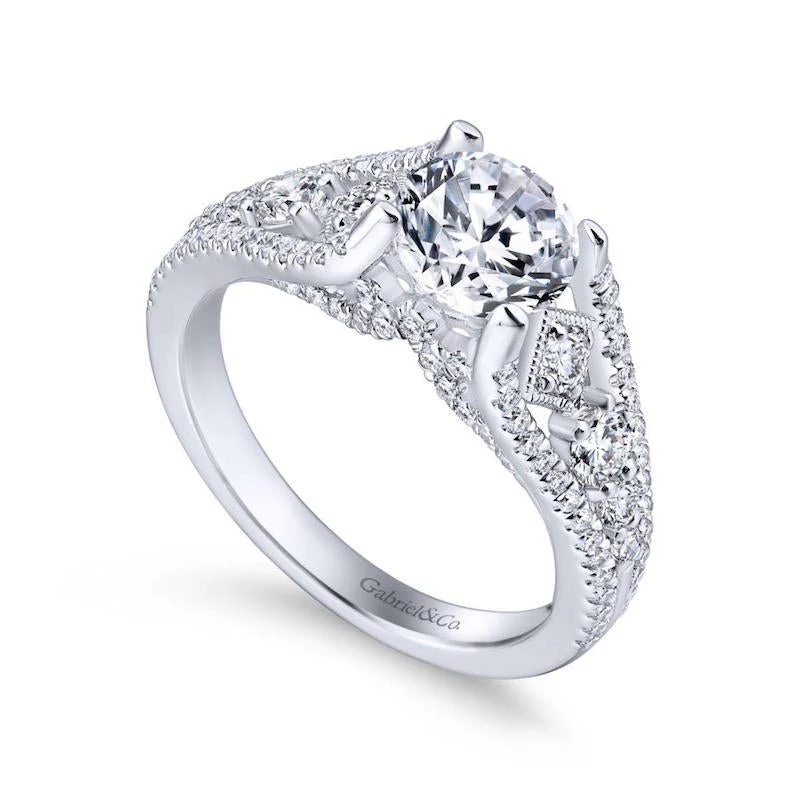 Gabriel & Co. 14k White Gold Entwined Straight Engagement Ring - Image 3