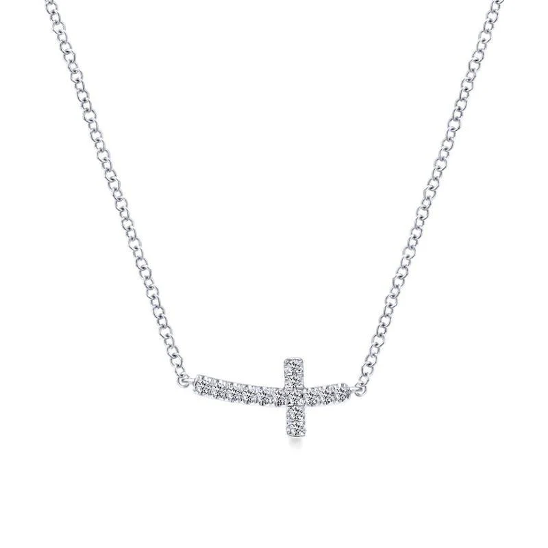 Gabriel & Co. 14k White Gold Faith Diamond Religious Cross Necklace