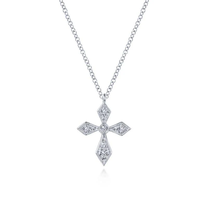 Gabriel & Co. 14k White Gold Faith Diamond Religious Cross Necklace