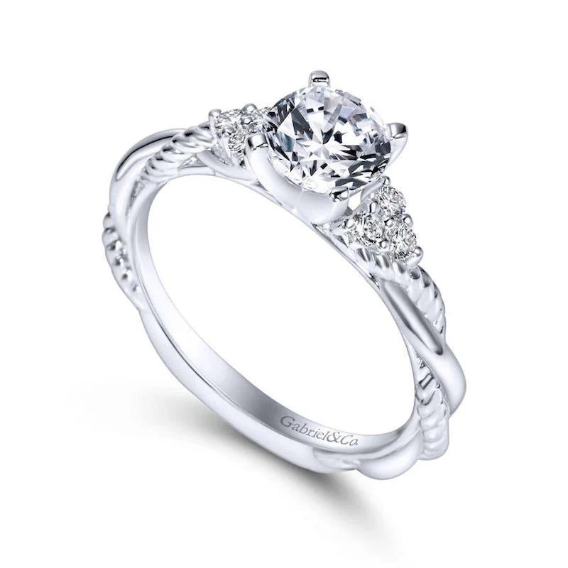 Gabriel & Co. 14k White Gold Hampton Twisted Engagement Ring - Image 3