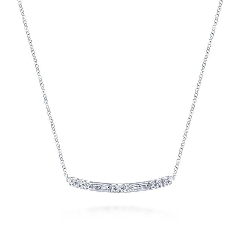 Gabriel & Co. 14k White Gold Lusso Diamond Bar Necklace
