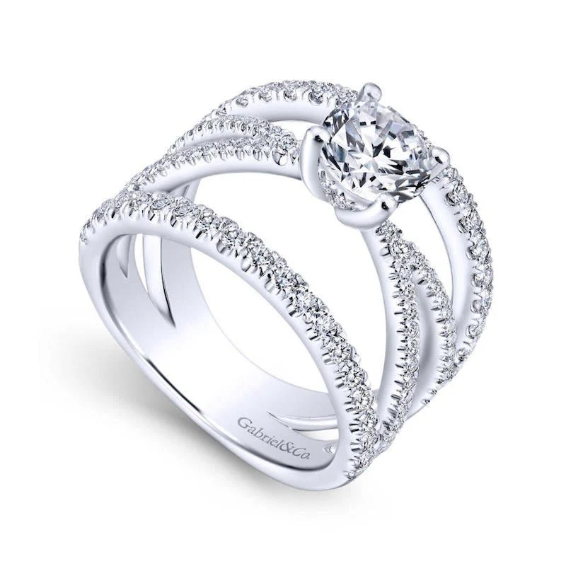 Gabriel & Co. 14k White Gold Nova Free Form Engagement Ring - Image 3