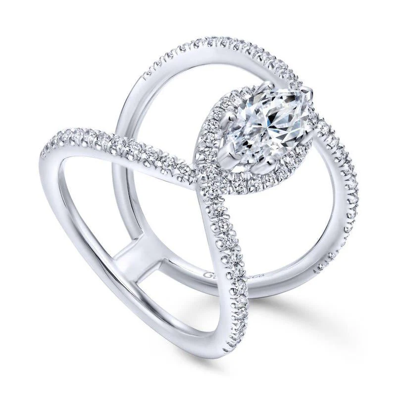 Gabriel & Co. 14k White Gold Nova Halo Engagement Ring - Image 3