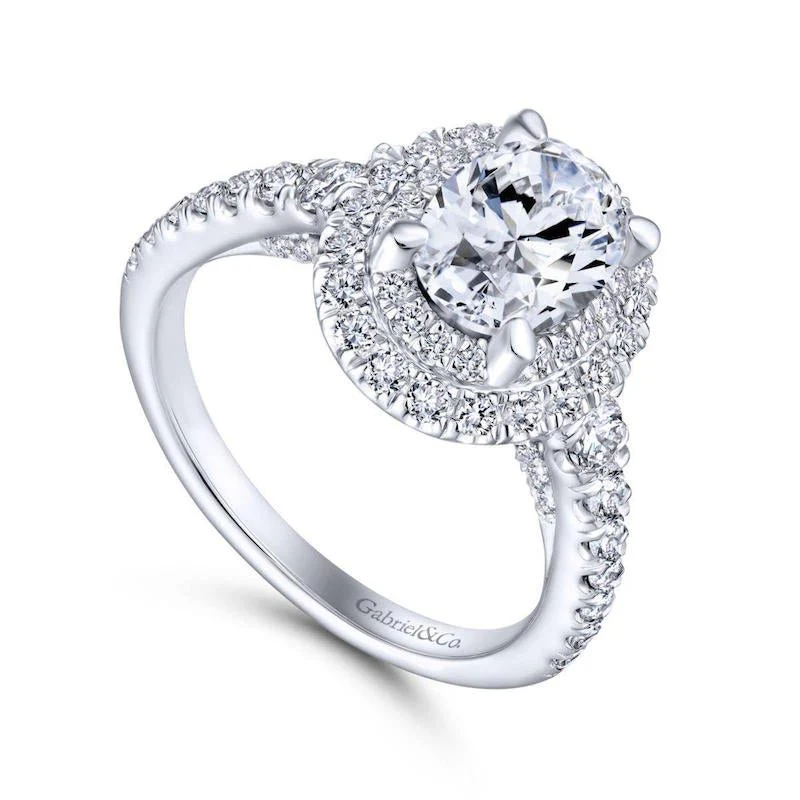 Gabriel & Co. 14k White Gold Rosette Double Halo Engagement Ring - Image 3