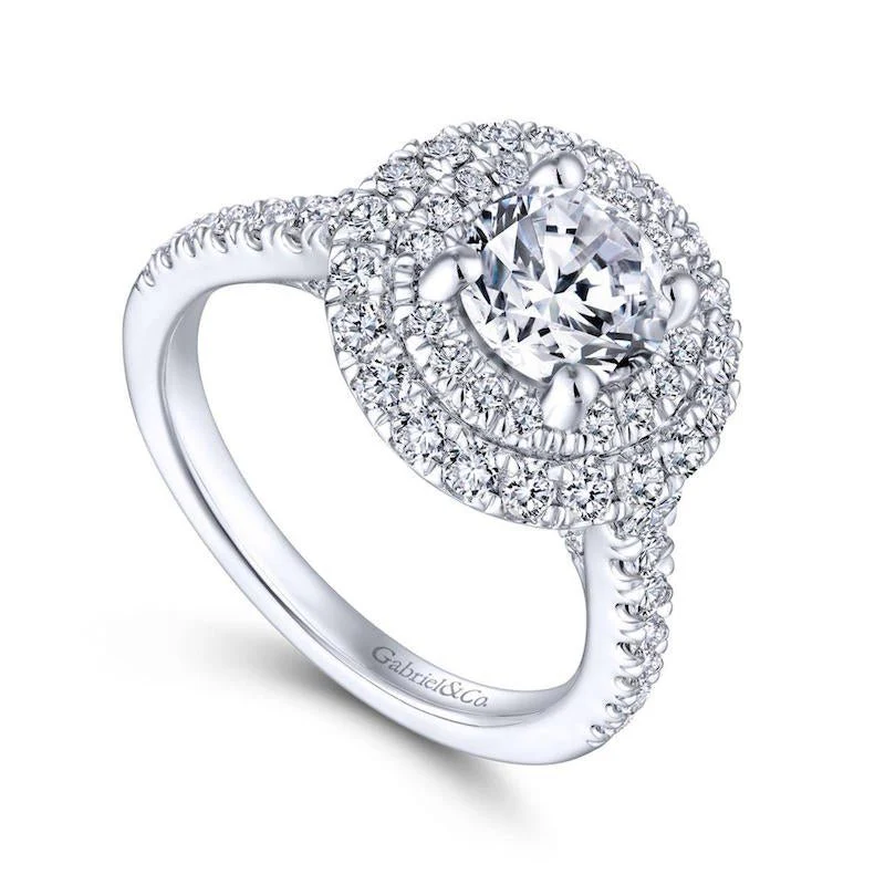 Gabriel & Co. 14k White Gold Rosette Double Halo Engagement Ring - Image 3