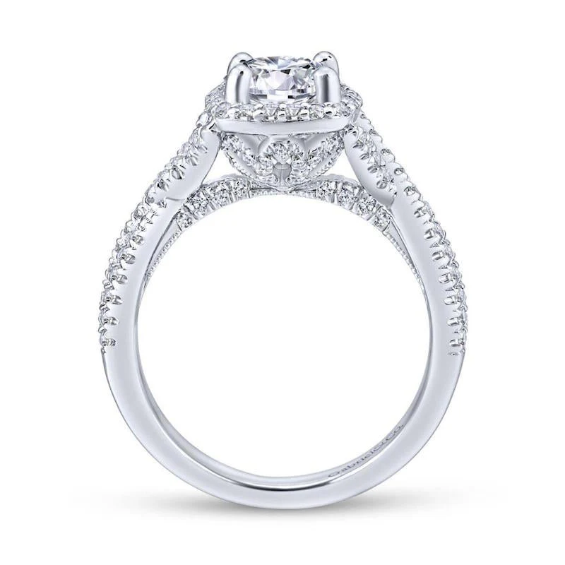 Gabriel & Co. 14k White Gold Rosette Halo Engagement Ring - Image 2