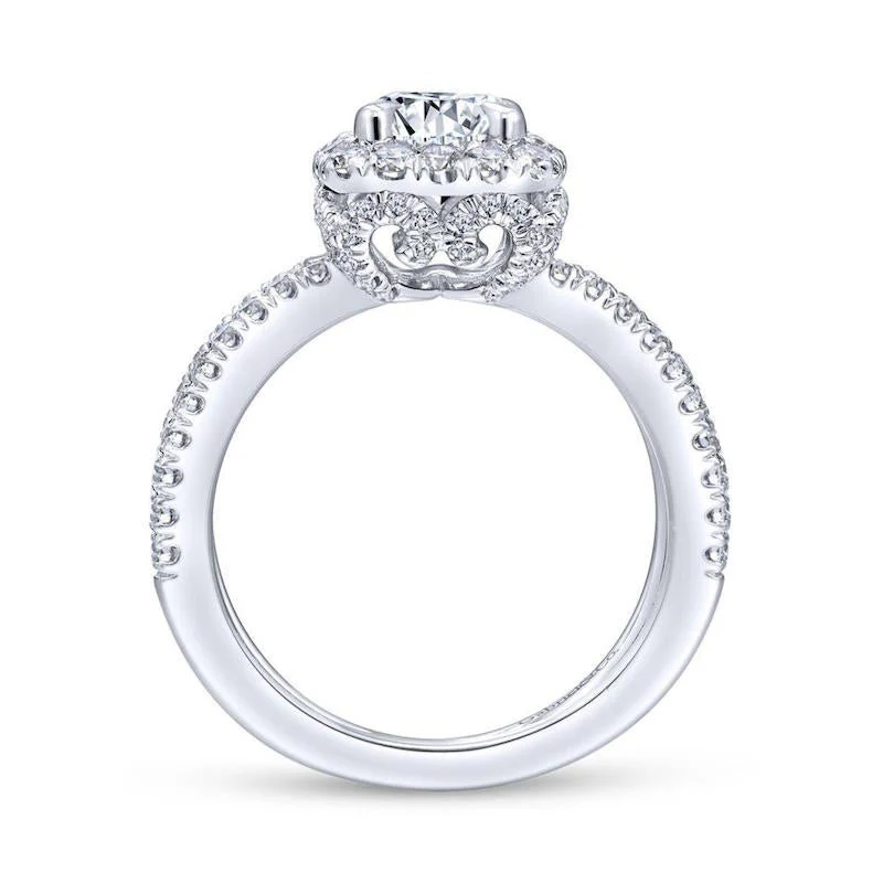Gabriel & Co. 14k White Gold Rosette Split Shank Engagement Ring - Image 2